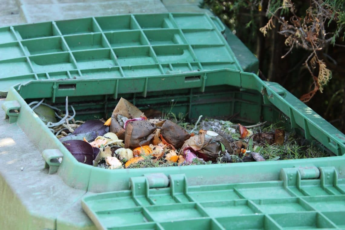Kompost mit Deckel, um ihn vor ungebetenen Gästen zu verschließen